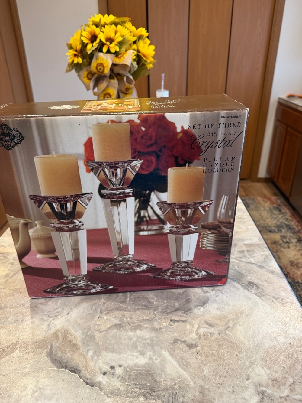ShannoN Set of 324% lead crystal pillar candleholders brand new in box